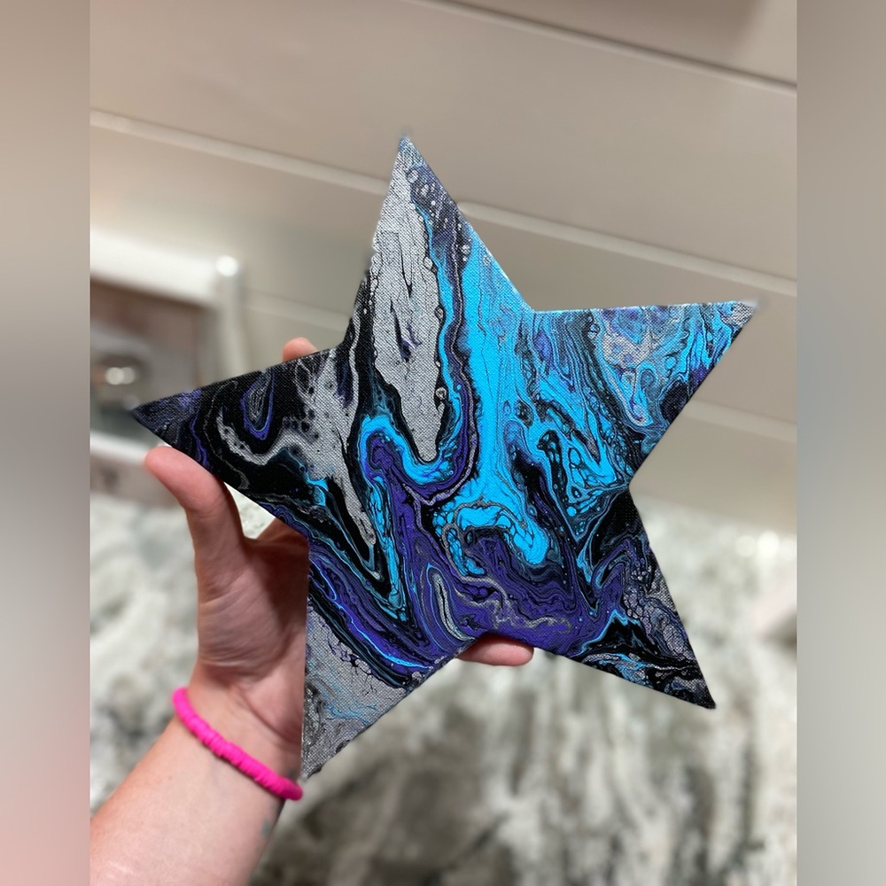 Abstract Star Canvas in Blue and Purple